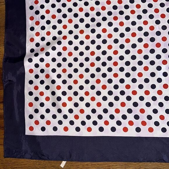 Vintage 60s/70s Tori red, white & blue polka dot acetate scarf - Picture 6 of 9
